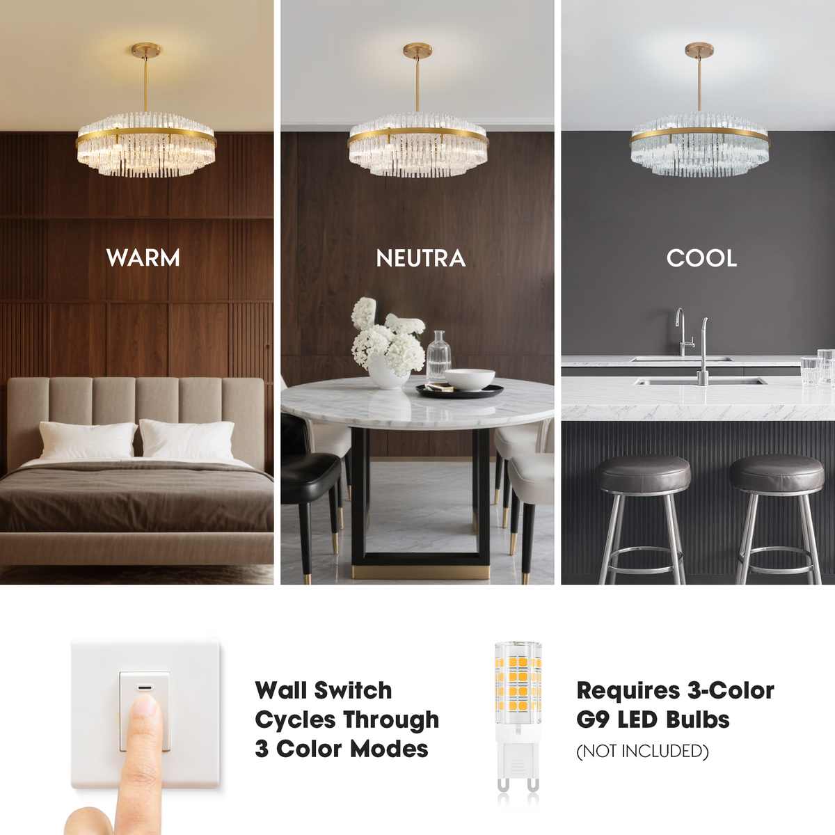 24-Light Dimmable Modern Tiered K9 Crytsal Chandelier