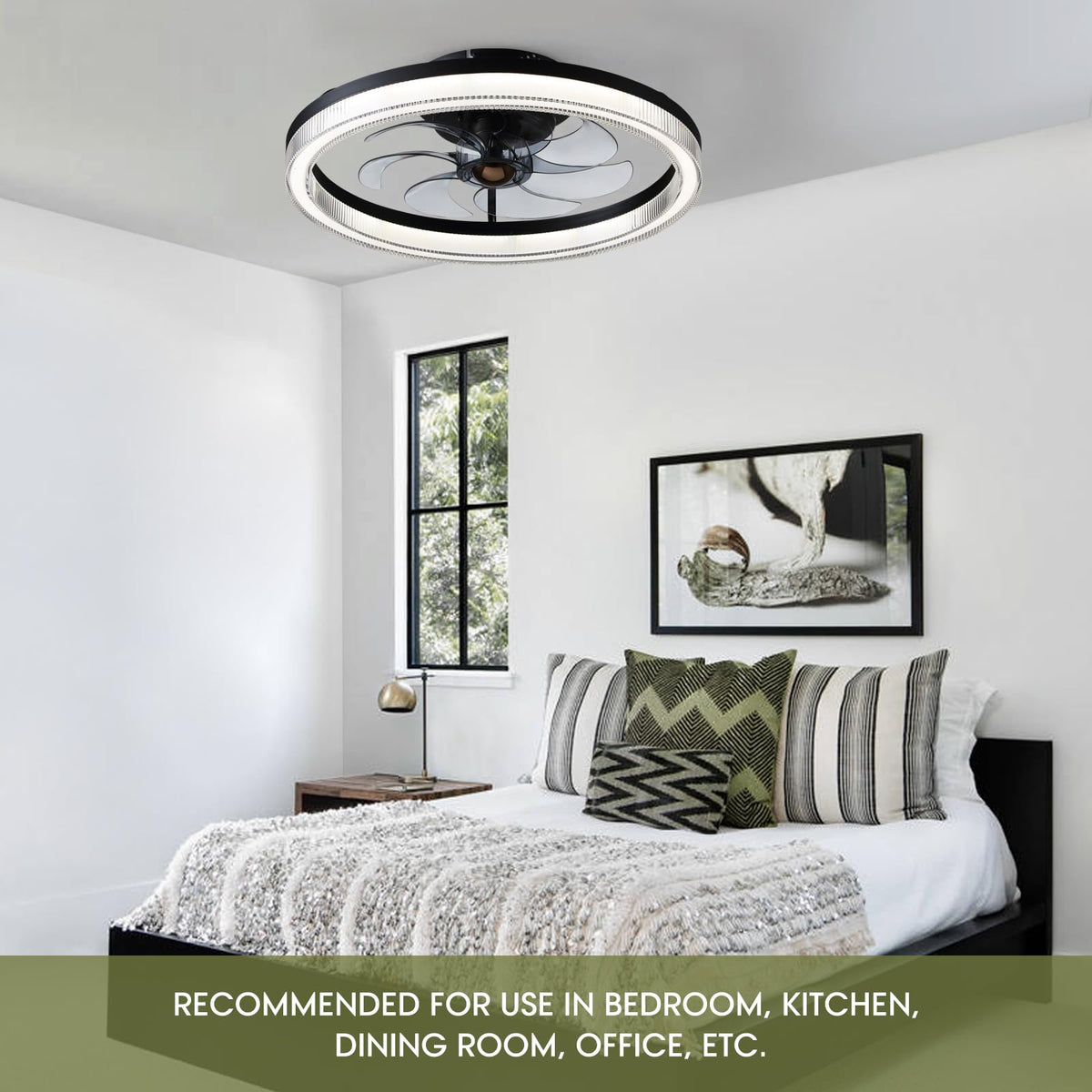 19.7in Smart Ceiling Fan with Lights, Dimmable LED & APP Control