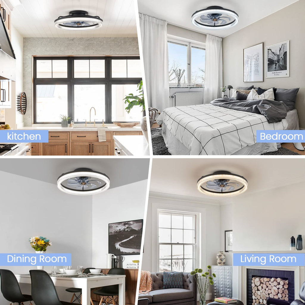 19.7in Smart Ceiling Fan with Lights, Dimmable LED & APP Control