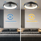 20 in. Smart Indoor Modern Black Round Low Profile Ceiling Fan with Dimmable LED with Remote Included for Bedroom