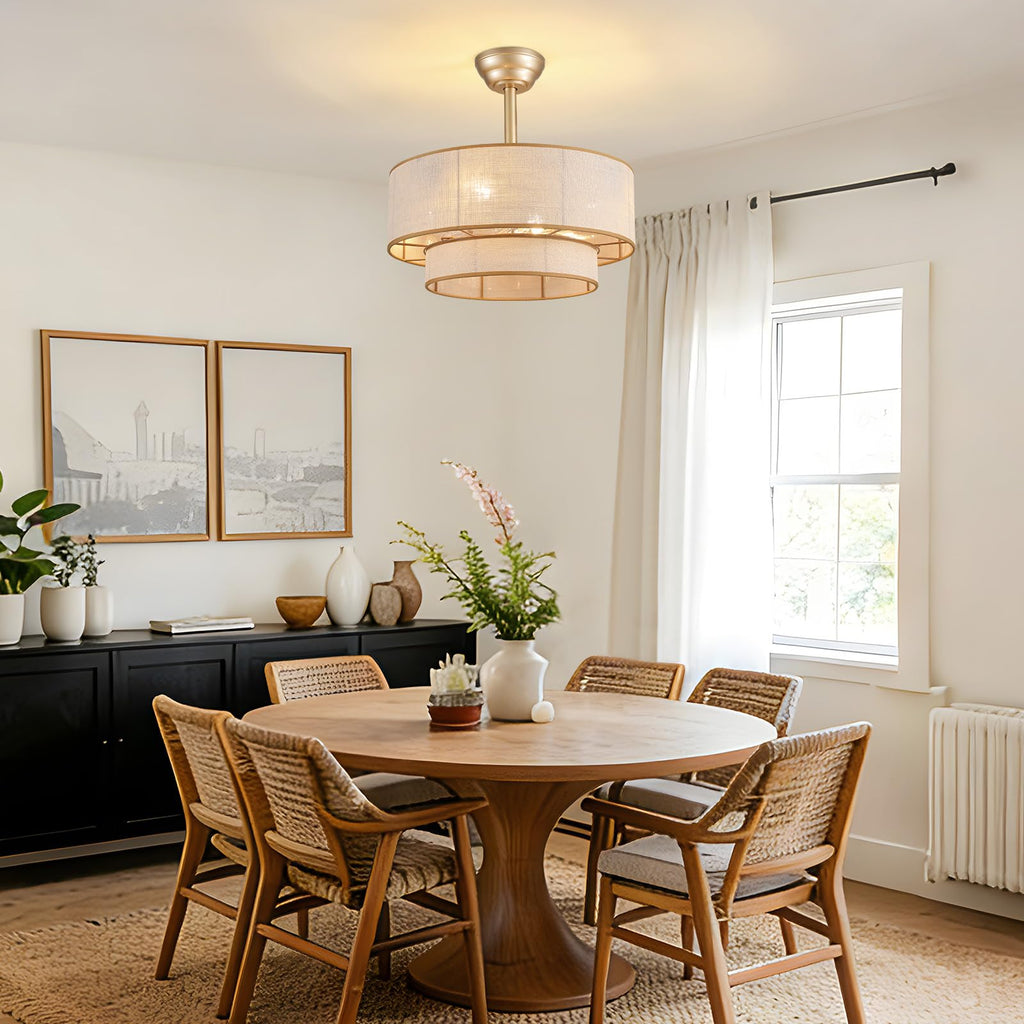 20 in Golden 2-Layer Woven Ceiling Fan Light with Timer and Forward/Reverseand Remote Control (Bulb Not Included)