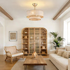 20 in Golden 2-Layer Woven Ceiling Fan Light with Timer and Forward/Reverseand Remote Control (Bulb Not Included)