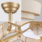 20 in Golden 2-Layer Woven Ceiling Fan Light with Timer and Forward/Reverseand Remote Control (Bulb Not Included)