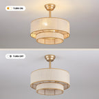 20 in Golden 2-Layer Woven Ceiling Fan Light with Timer and Forward/Reverseand Remote Control (Bulb Not Included)