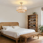 20 in Golden 2-Layer Woven Ceiling Fan Light with Timer and Forward/Reverseand Remote Control (Bulb Not Included)