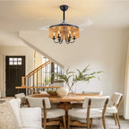 48in Smart Retractable Ceiling Fan with Light & Remote, 4-Blade