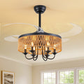 48in Smart Retractable Ceiling Fan with Light & Remote, 4-Blade