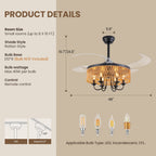 48in Smart Retractable Ceiling Fan with Light & Remote, 4-Blade