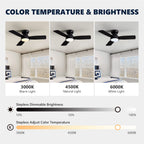 32 in. Integrated LED Standard Smart Indoor Modern Matte Black Flush Mount Ceiling Fan with Remote & App Control
