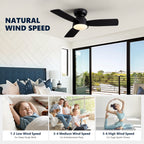 32 in. Integrated LED Standard Smart Indoor Modern Matte Black Flush Mount Ceiling Fan with Remote & App Control