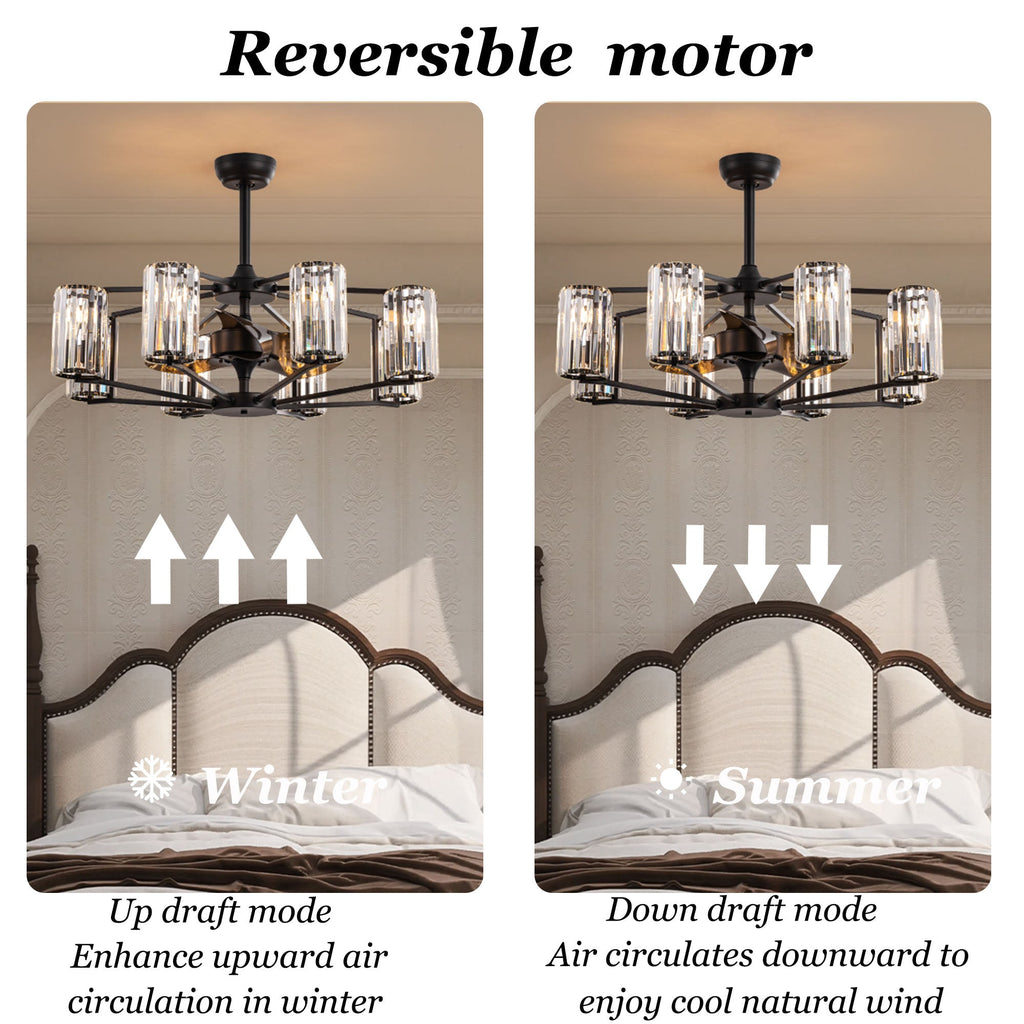 Crystal & Wrought Iron Ceiling Fan with Lights, Remote Control