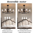 Crystal & Wrought Iron Ceiling Fan with Lights, Remote Control