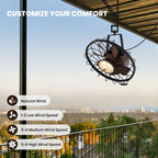 20 in. Black Indoor/Outdoor LED Waterproof Caged Wall Mount Fan with Remote and APP Control