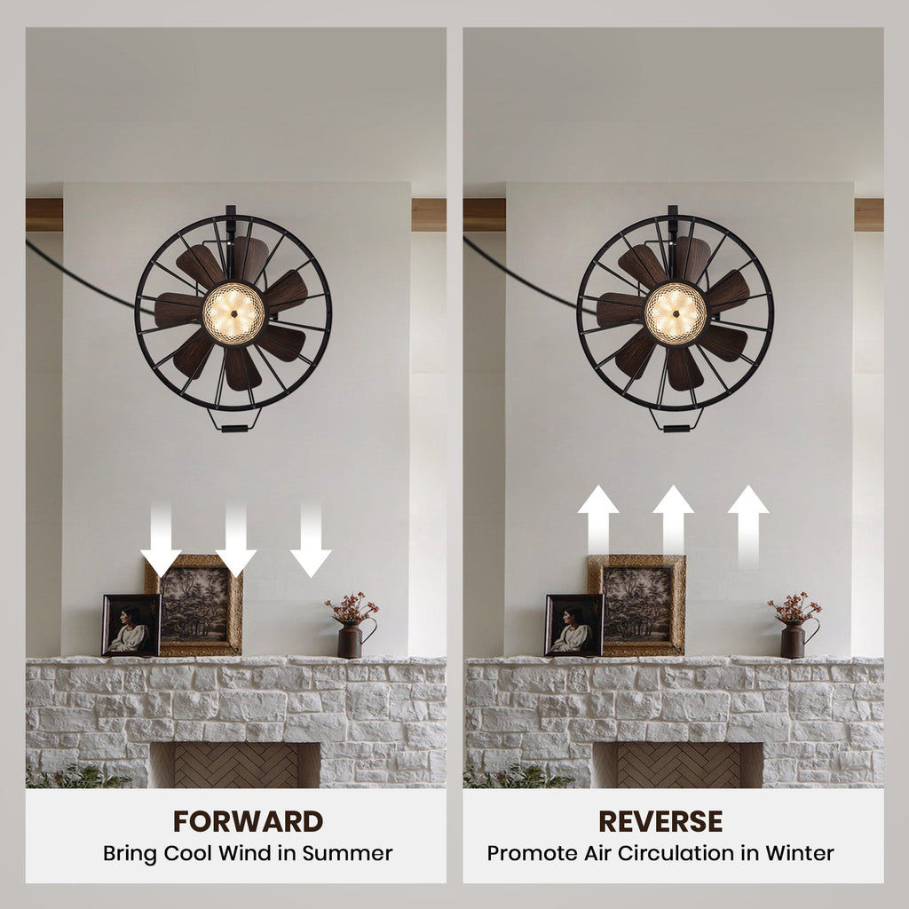 20 in. Black Indoor/Outdoor LED Waterproof Caged Wall Mount Fan with Remote and APP Control