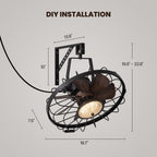 20 in. Black Indoor/Outdoor LED Waterproof Caged Wall Mount Fan with Remote and APP Control