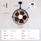 25in Outdoor Waterproof Ceiling Fan with Light 3CCT Dimmable Plug in Caged Ceiling Fan