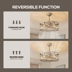 Indoor Industrial Woodgrain Caged Chandelier Ceiling Fan