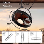 25in Outdoor Waterproof Ceiling Fan with Light 3CCT Dimmable Plug in Caged Ceiling Fan