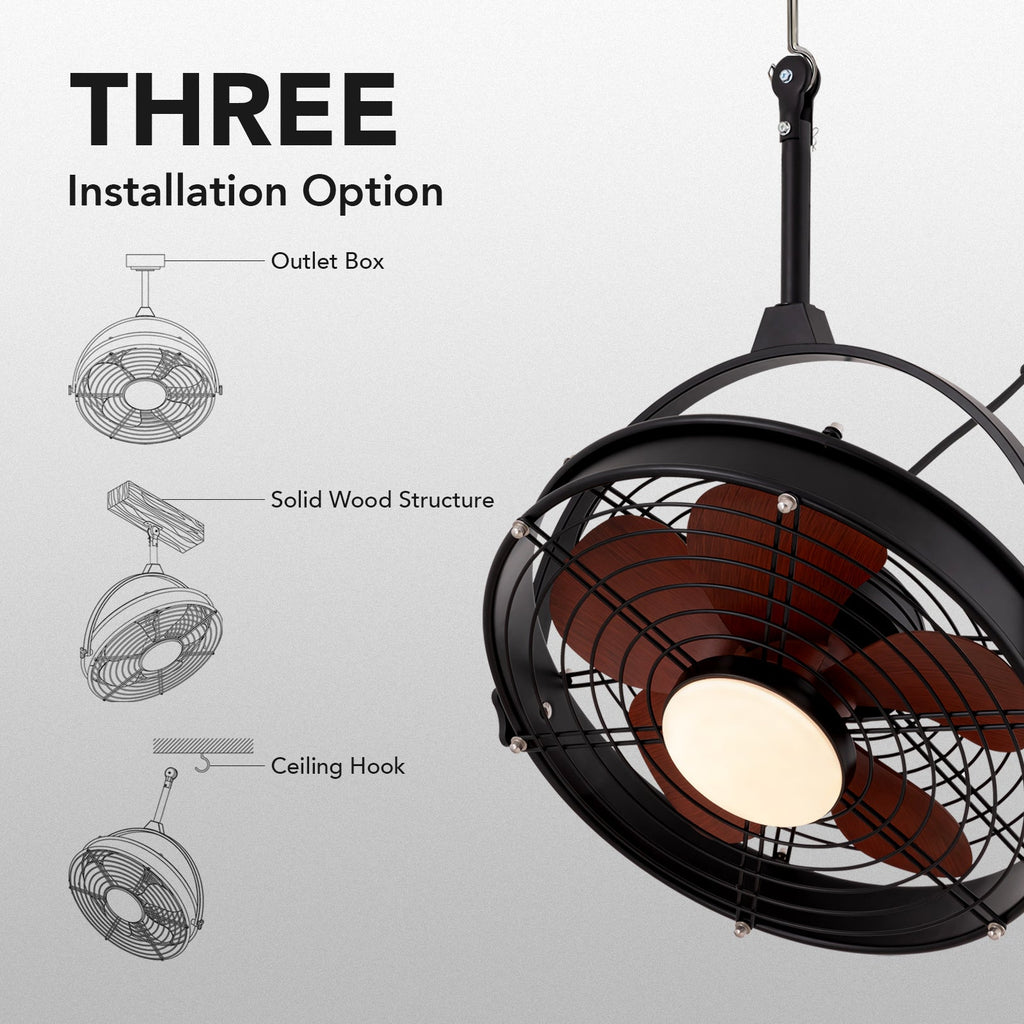 25in Outdoor Waterproof Ceiling Fan with Light 3CCT Dimmable Plug in Caged Ceiling Fan