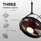 25in Outdoor Waterproof Ceiling Fan with Light 3CCT Dimmable Plug in Caged Ceiling Fan