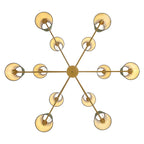 12-Light Dimmable Tiered Classic / Traditional Chandelier With Tapered Green Linen Fabric Shades
