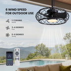 20in Indoor/Outdoor Black LED Waterproof Cage Ceiling Fan Light with Dimming and Timer (Includes Remote Control)