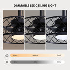20in Indoor/Outdoor Black LED Waterproof Cage Ceiling Fan Light with Dimming and Timer (Includes Remote Control)