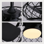20in Indoor/Outdoor Black LED Waterproof Cage Ceiling Fan Light with Dimming and Timer (Includes Remote Control)