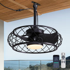 20in Indoor/Outdoor Black LED Waterproof Cage Ceiling Fan Light with Dimming and Timer (Includes Remote Control)