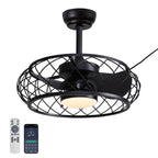 20in Indoor/Outdoor Black LED Waterproof Cage Ceiling Fan Light with Dimming and Timer (Includes Remote Control)