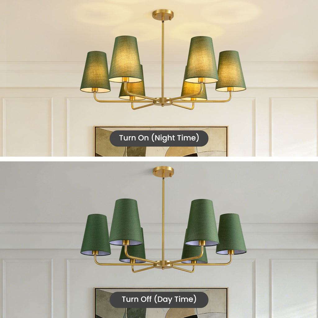Tapered Green Linen Chandelier