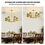 Tapered Green Linen Chandelier