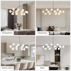 16 Lights Modern Pendant Light Glass Globe Linear Chandelier Light Fixture for Kitchen Island
