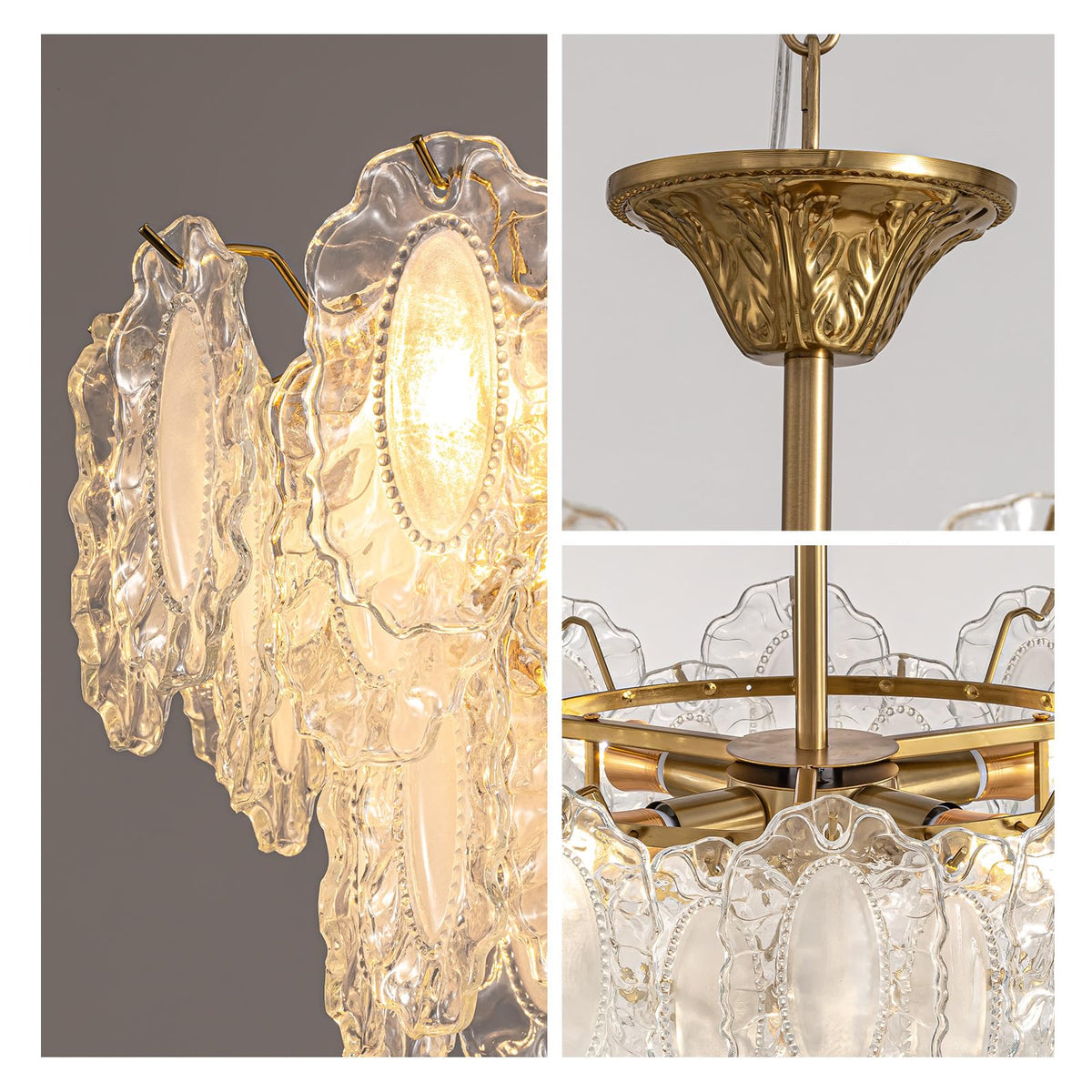 Golden Retro French-style Glass Chandelier