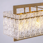 Modern 8-Light Gold Rectangle Ripple Glass Luxury Linear Chandelier for Dining Room with no bulbs included