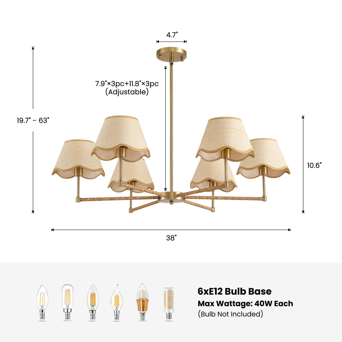 6 - Light Dimmable Classic / Traditional Chandelier