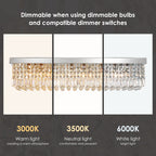 8-Lights Rectangle Crystal Chandelier Flush Mount Ceiling Light