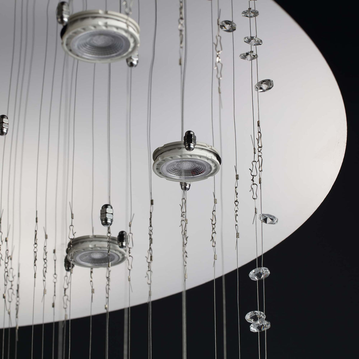 10-Lights Modern Dimming Raindrop Clear Crystals Spiral Staircase Chandelier for Staircases Villas Entryway