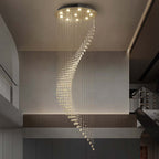 10-Lights Modern Dimming Raindrop Clear Crystals Spiral Staircase Chandelier for Staircases Villas Entryway