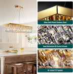 40 in. Modern 8-Light Gold Rectangular Raindrop Crystal Hanging Chandelier Pendant Light for Dining Room(No Bulbs)