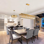 10-Light Gold Modern Raindrop Rectangle Chandelier for Dining Room with No Bulbs Included