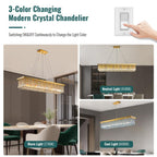 10-Light Gold Modern Raindrop Rectangle Chandelier for Dining Room with No Bulbs Included