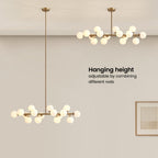 16-Light Gold Post-modern Linear Chandelier Rectangle Chandelier for Dining Room Island with no Bulbs Included