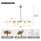 16-Light Gold Post-modern Linear Chandelier Rectangle Chandelier for Dining Room Island with no Bulbs Included