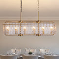 39in 6 Light Gold Rippled Glass Chandelier Light and Dimming(Bulbs Not Included)