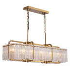 39in 6 Light Gold Rippled Glass Chandelier Light and Dimming(Bulbs Not Included)