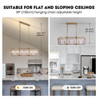 39in 6 Light Gold Rippled Glass Chandelier Light and Dimming(Bulbs Not Included)