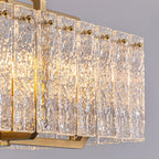 39in 6 Light Gold Rippled Glass Chandelier Light and Dimming(Bulbs Not Included)