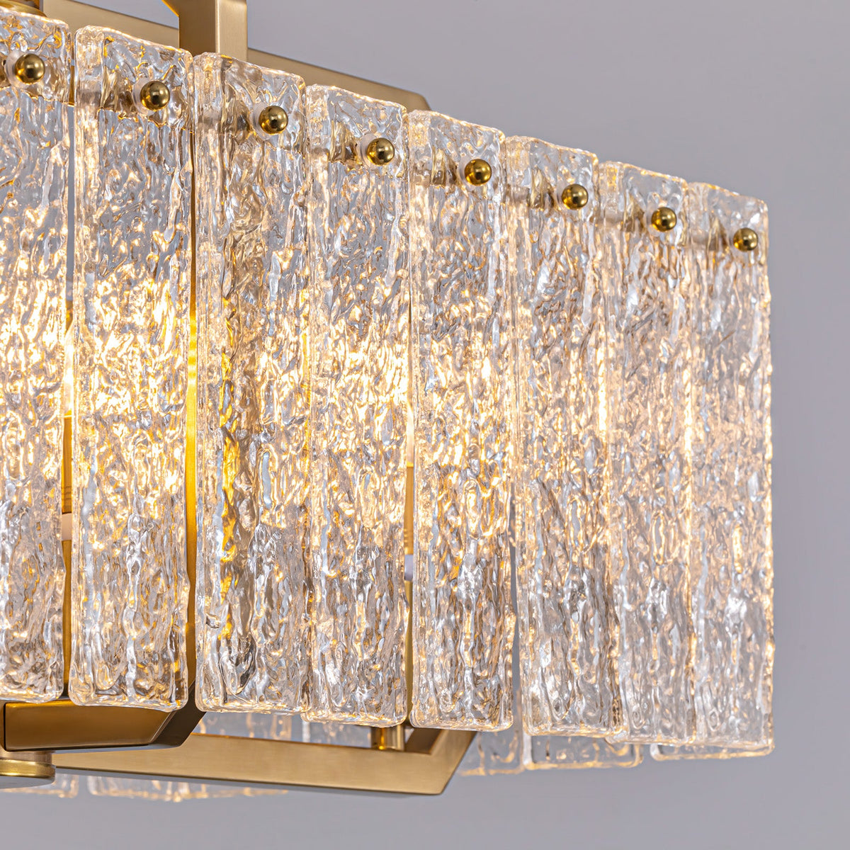 39in 6 Light Gold Rippled Glass Chandelier Light and Dimming(Bulbs Not Included)