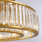37 in. Modern 10-Light Double-Layer Gold Round Crystal Chandelier Suitable for the Kitchen Living Room and Foyer